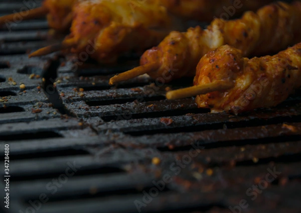 Obraz Juicy fresh pork on a grill 