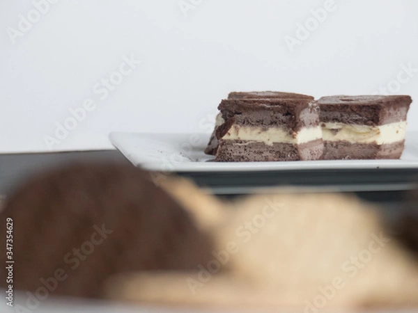 Obraz Homemade chocolate ice cream sandwiches cut into bite sized pieces