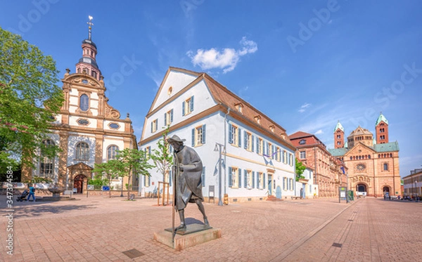 Obraz Speyer Pilgerfigur Fußgängerzone und Dom