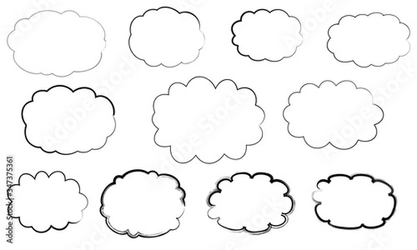 Fototapeta 筆で描かれた手描きのもこもこフレーム