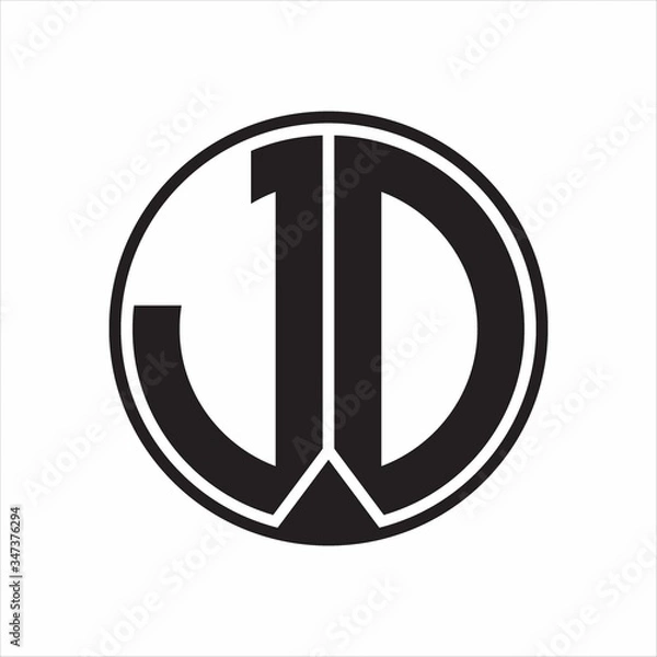 Obraz JD Logo monogram circle with piece ribbon style on white background