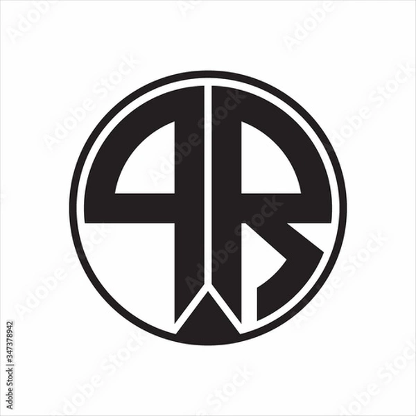 Obraz PR Logo monogram circle with piece ribbon style on white background