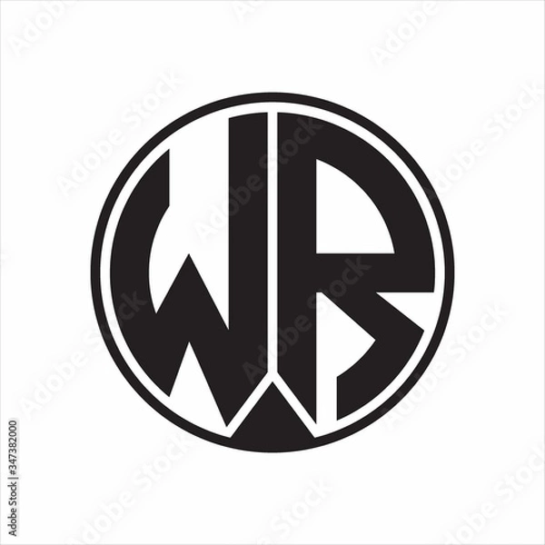 Fototapeta WR Logo monogram circle with piece ribbon style on white background