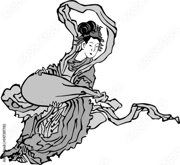 Fototapeta 浮世絵　七福神　その11　白黒