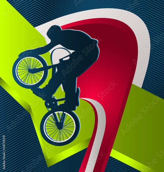 Fototapeta Modern dynamic designed sport vector background. BMX.