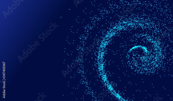 Fototapeta Glowing particle flow vortex, internet technology big data background. 