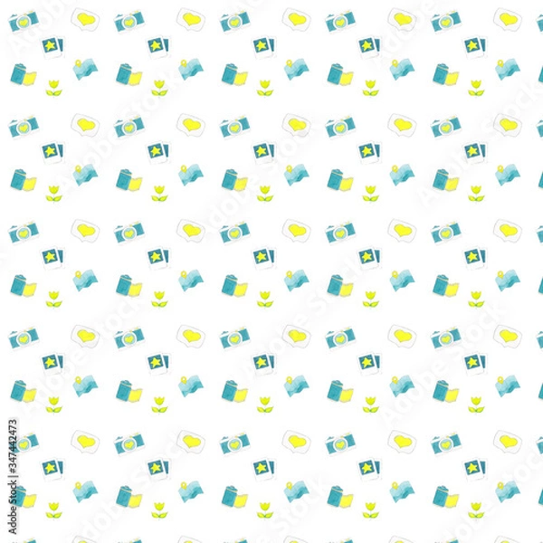 Obraz Pattern with photograph theme icons on white background
