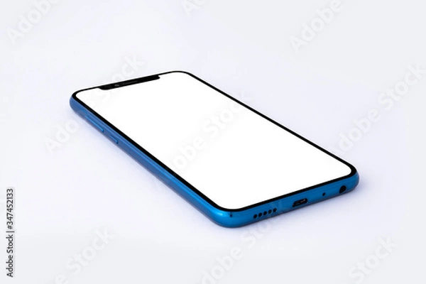 Fototapeta Blue Modern Isolated Smart Phone. Blank screen for mockup.