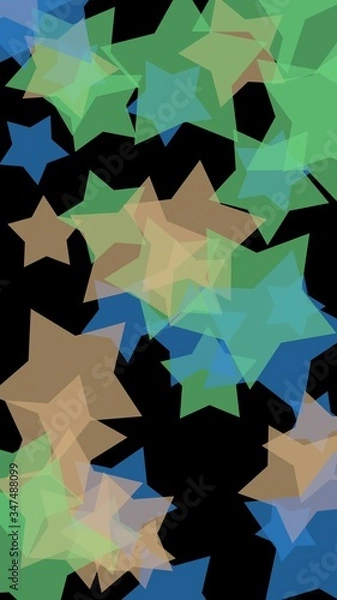 Fototapeta Multicolored translucent stars on a dark background. Vertical image orientation. 3D illustration