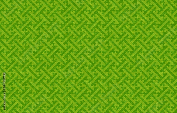 Obraz 緑色の和紙と和柄：紗綾形