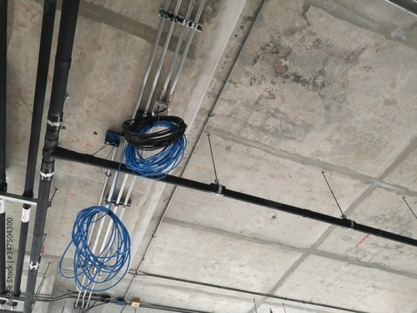 Obraz Signal cables that light and hang on the ceiling