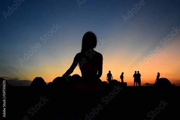 Fototapeta yoga at sunset