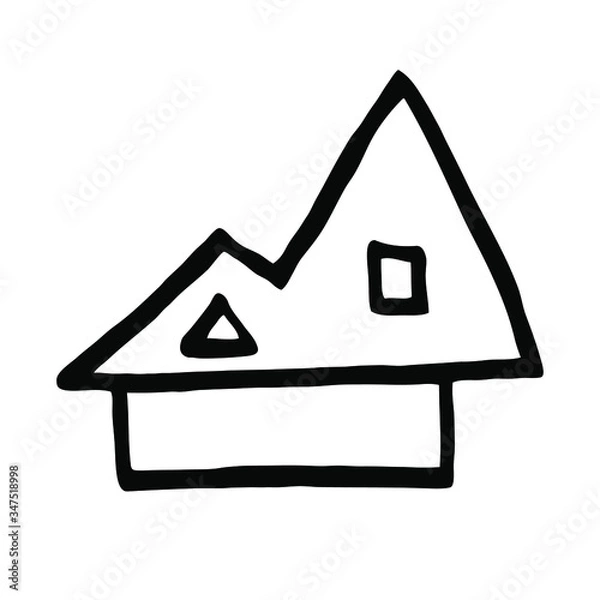 Obraz Cute and abstract hand drawn house in minimalism style. Relax, separate housing.Sketch element for graphic design, logo, icon and illustrations.
Stock vector illustration. Isolated on white background