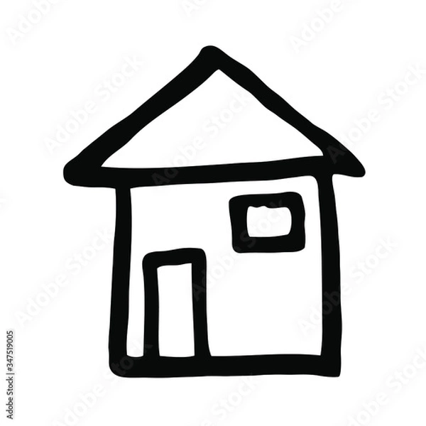 Fototapeta Cute and abstract hand drawn house in minimalism style. Relax, separate housing.Sketch element for graphic design, logo, icons.
Stock vector  illustration. Isolated on white backgroun