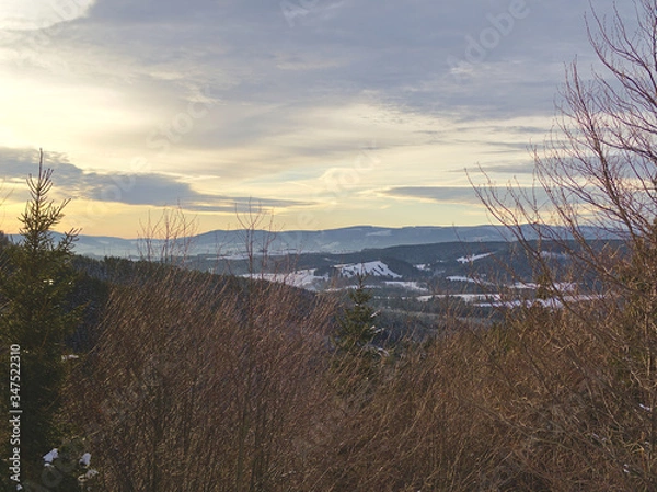 Obraz Winter view in Czech mountain forest
