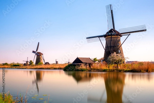 Obraz windmills in holland on a sunny day
