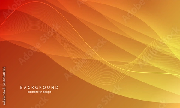 Obraz Abstract wave element for design. Digital frequency track equalizer. Stylized line art background. Colorful shiny wave with lines created using blend tool.Curved wavy line, smooth stripe Vector Orange