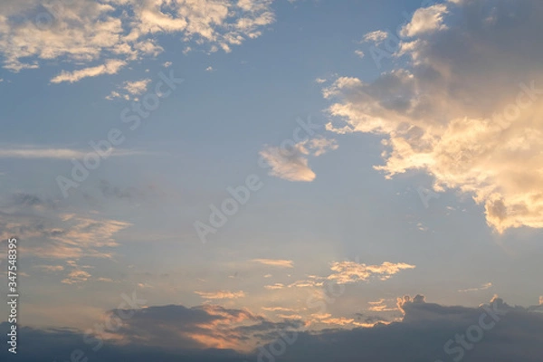 Obraz blue sky with golden orange cloud sunset