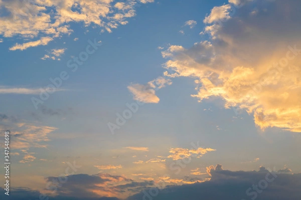 Obraz blue sky with golden orange cloud sunset