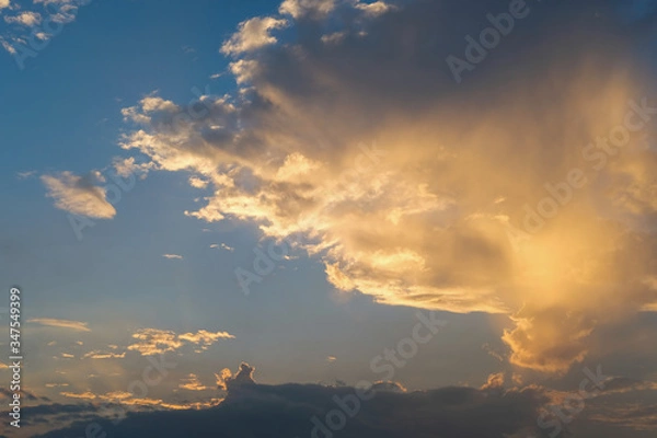 Obraz blue sky with golden orange cloud sunset