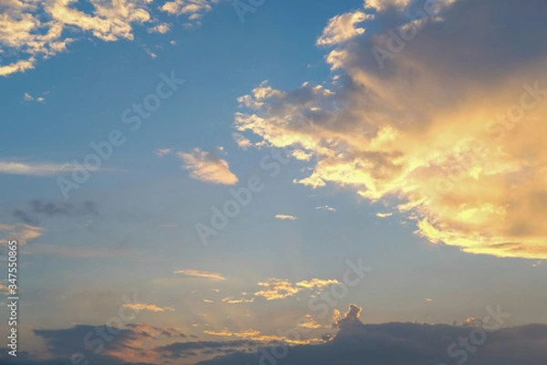Obraz blue sky with golden orange cloud sunset