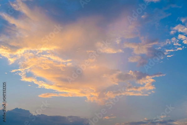 Obraz blue sky with golden orange cloud sunset