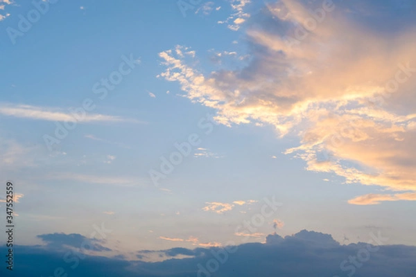 Obraz blue sky with golden orange cloud sunset