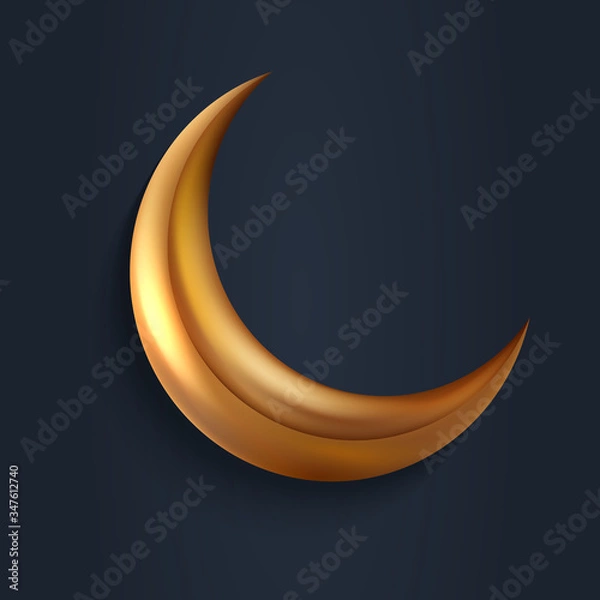 Obraz gold moon on dark night design. vector background