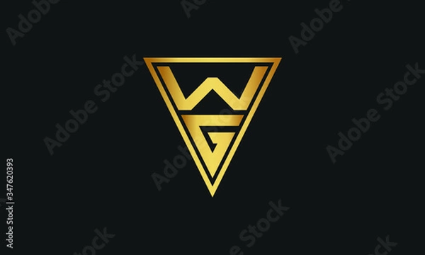 Fototapeta WG/GW Logo letter monogram with triangle shape design template isolated on black background