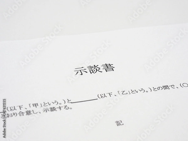 Obraz 示談書／白背景のアップ