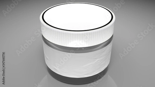 Obraz Short Blank Glass Jar 3D Rendering