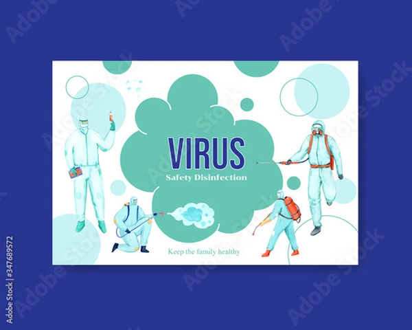 Fototapeta Facebook template design disinfection with spraying,cleaning,washing and disinfectant protect virus,bacteria and coronavirus