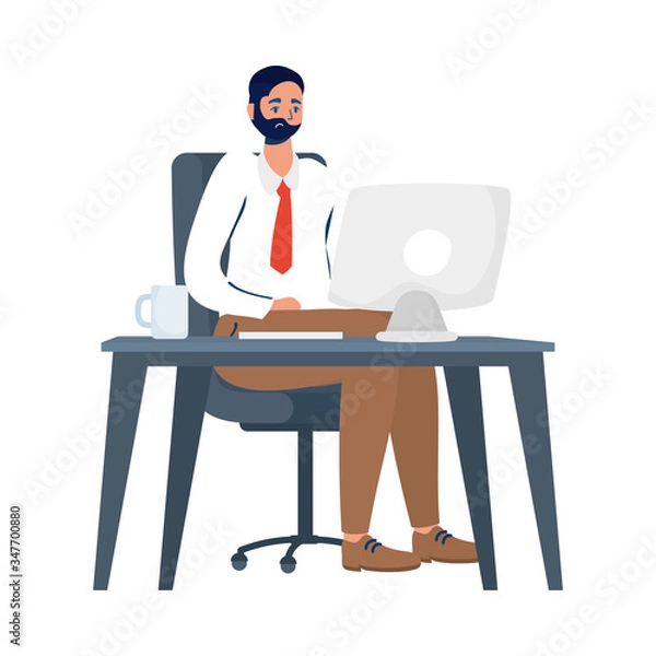 Fototapeta elegant business man working in the office