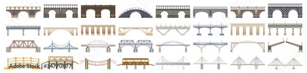 Fototapeta Bridge vector illustration on white background. Vector realistic set icon river construction. Isolated realistic set icon bridge.