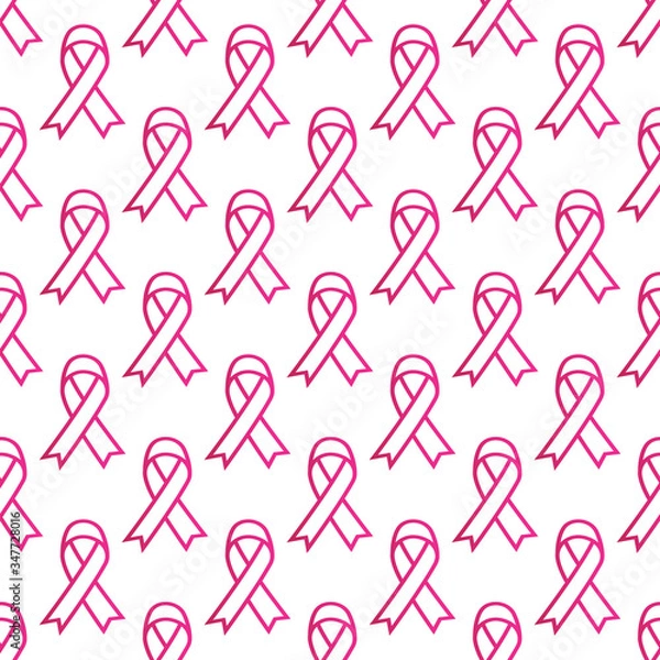 Fototapeta seamless awareness pink ribbons pattern. Stock vector illustration