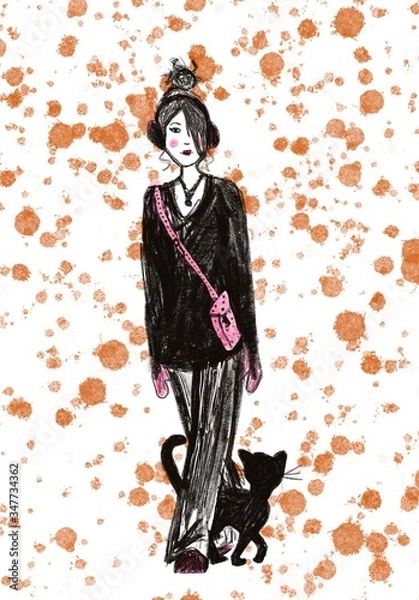 Obraz Girl with headphones illustration