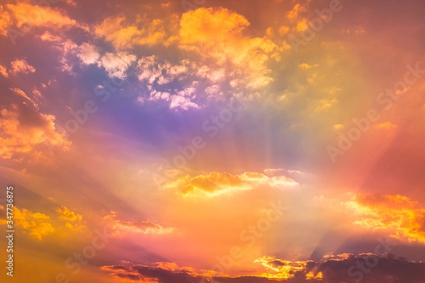 Obraz Rainbow light in orange sky