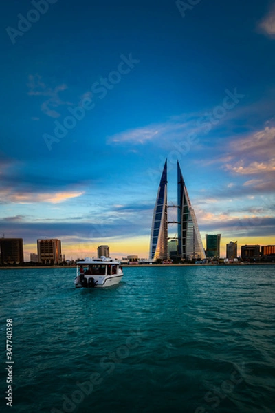Obraz Beautiful view of Bahrain skyline during sunset in the seafront