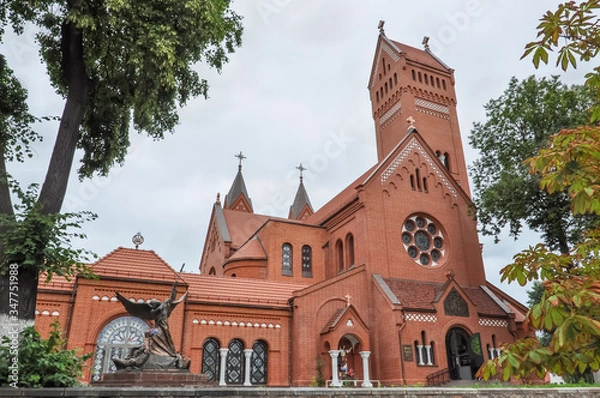 Fototapeta Catholic church of St. Simeon and St. Helena, also called the Red Church - the most famous Catholic church in Minsk.