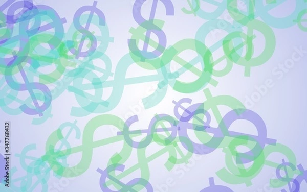 Fototapeta Multicolored translucent dollar signs on white background. 3D illustration