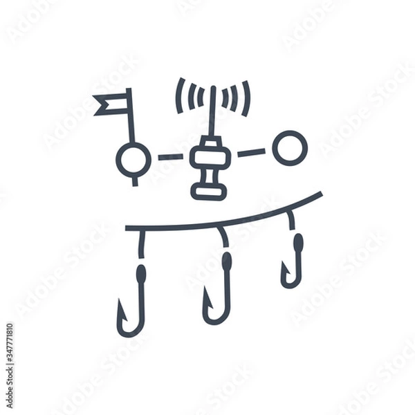 Fototapeta Thin line icon fishing float and hook
