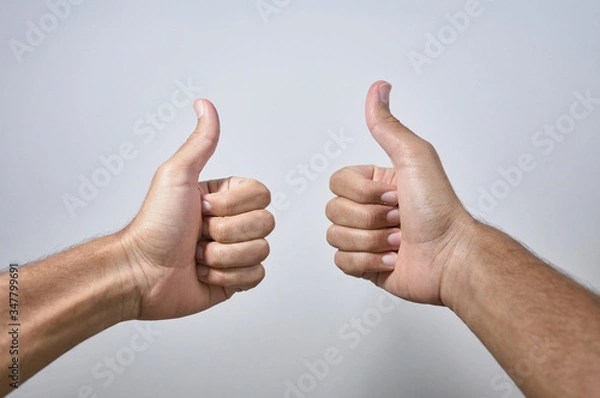 Fototapeta hands giving like on white background