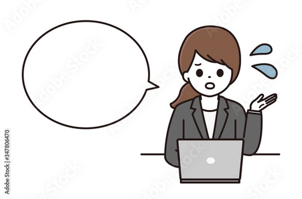 Fototapeta 女性 パソコン スーツ 吹き出し イラスト