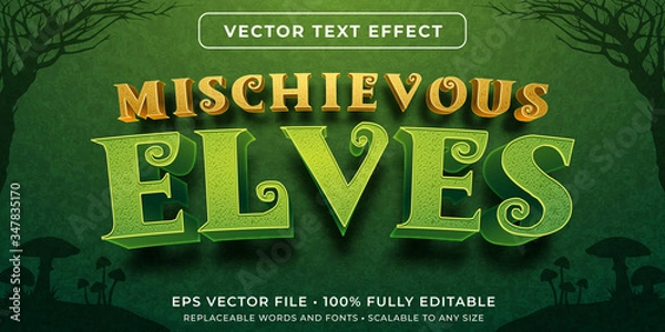 Obraz Edytowalny efekt tekstowy - styl leśnych elfów