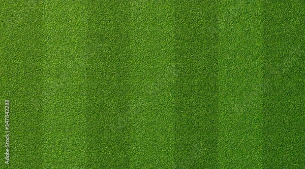Fototapeta Tekstura zielonej trawy dla tła sportowego. Szczegółowy wzór zielonego boiska do piłki nożnej lub tekstury trawnika trawy piłkarskiej. Tło tekstur zielonego trawnika.