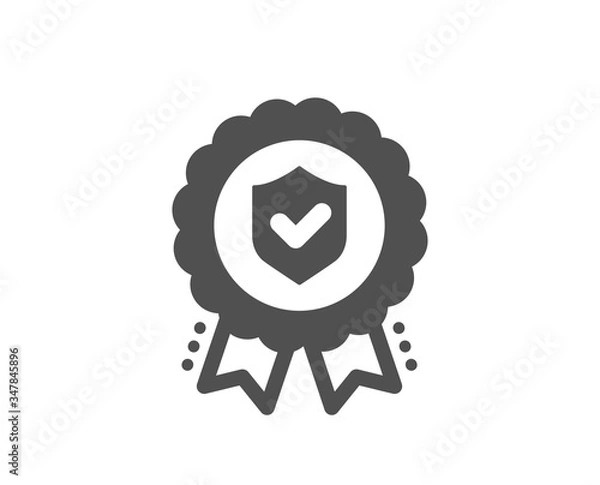 Fototapeta Insurance medal icon. Certified risk coverage sign. Confirmed protection symbol. Classic flat style. Quality design element. Simple insurance medal icon. Vector
