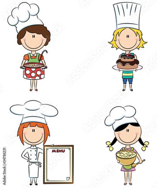 Obraz Cute shef girls