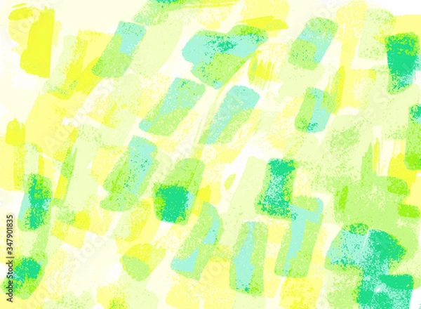 Fototapeta Bright abstract background. Yellow-green masks with markers.