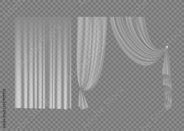 Fototapeta Transparent realistic tule. Vector illustration