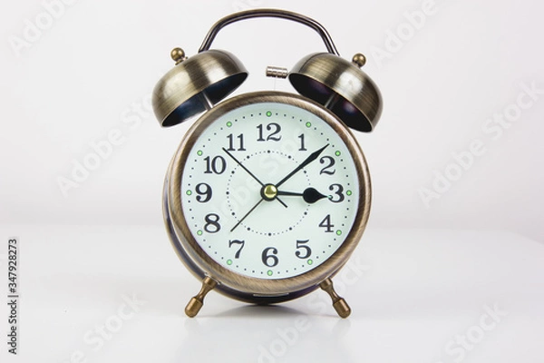 Fototapeta Round Vintage Alarm Clock Bronze Framed